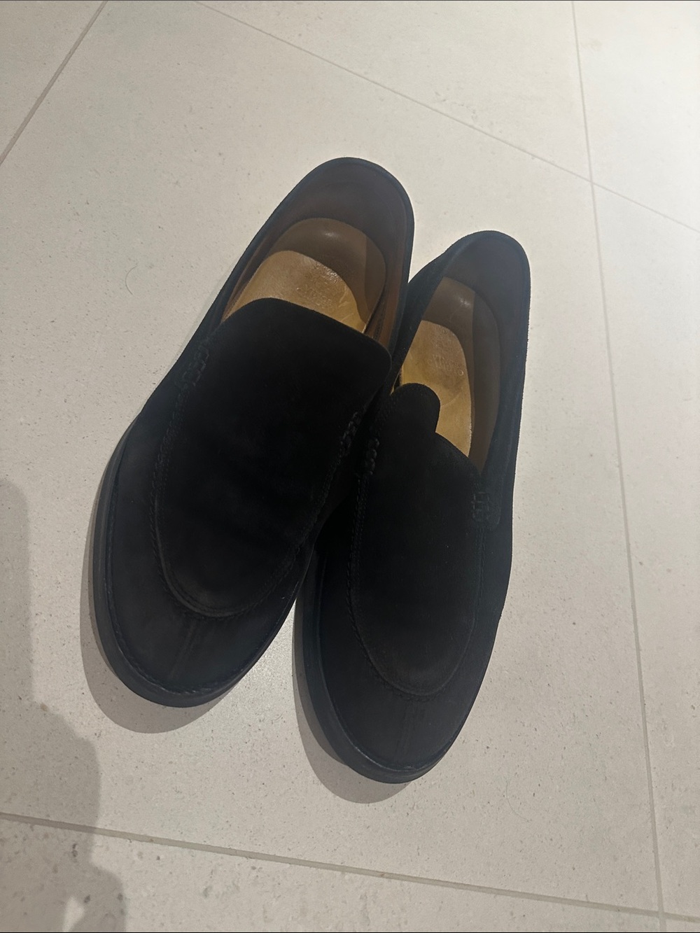 Vince Camuto Black Suede Penny Loafers